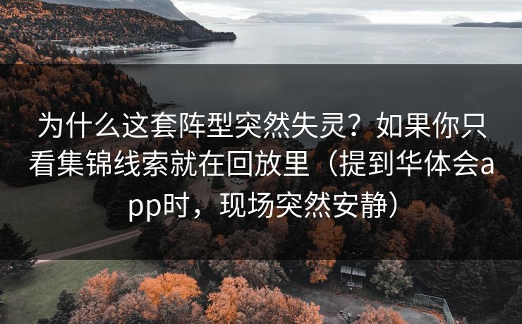 为什么这套阵型突然失灵？如果你只看集锦线索就在回放里（提到华体会app时，现场突然安静）