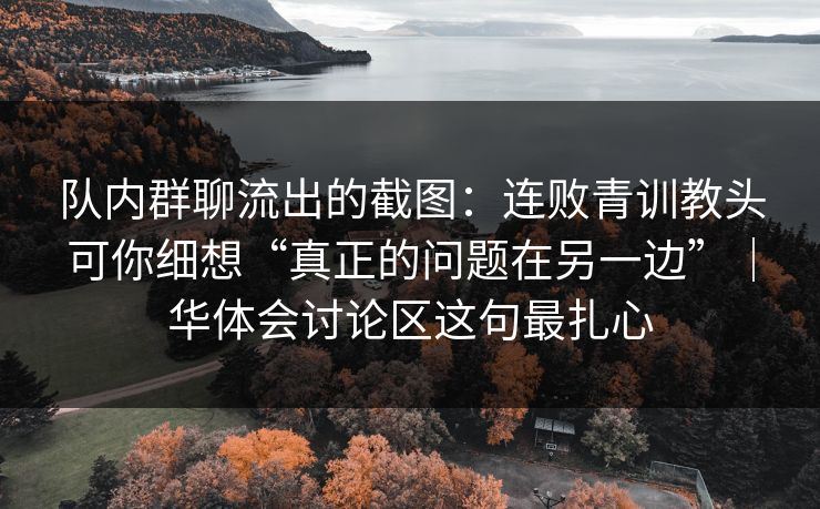 队内群聊流出的截图：连败青训教头可你细想“真正的问题在另一边”｜华体会讨论区这句最扎心