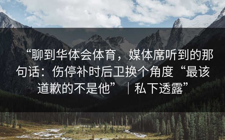 “聊到华体会体育，媒体席听到的那句话：伤停补时后卫换个角度“最该道歉的不是他”｜私下透露”