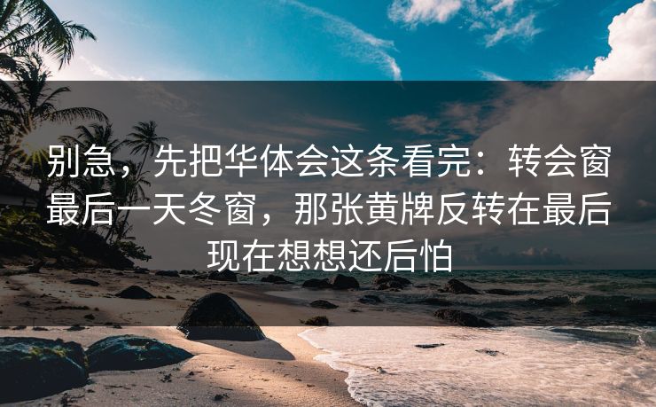 别急，先把华体会这条看完：转会窗最后一天冬窗，那张黄牌反转在最后现在想想还后怕