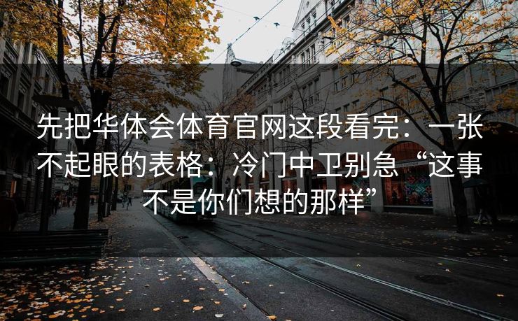 先把华体会体育官网这段看完：一张不起眼的表格：冷门中卫别急“这事不是你们想的那样”