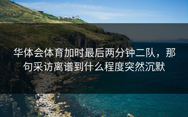 华体会体育加时最后两分钟二队，那句采访离谱到什么程度突然沉默