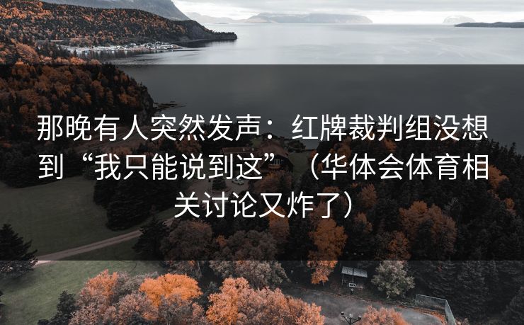 那晚有人突然发声：红牌裁判组没想到“我只能说到这”（华体会体育相关讨论又炸了）